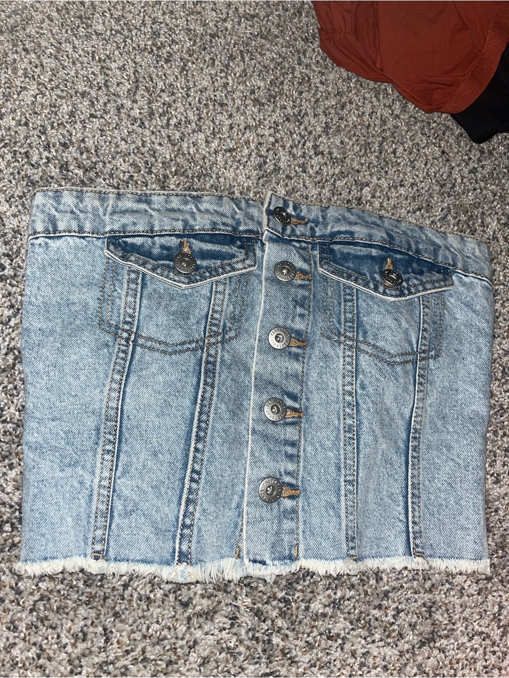 Factorie Light Blue Denim Button-Front Strapless Top